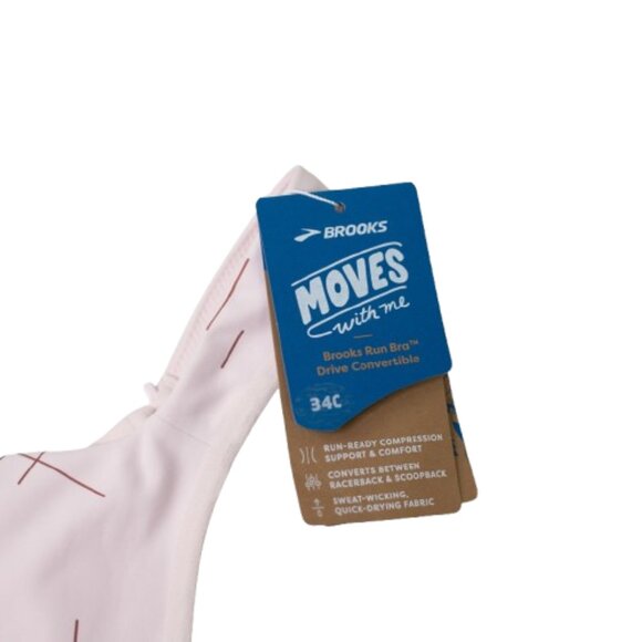 Brooks Run Bra Drive Convertible NWT Pink 34C - Picture 2 of 5